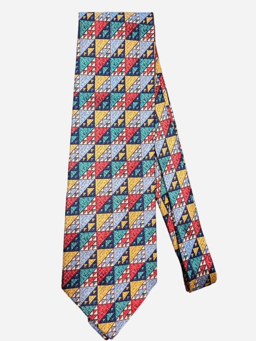 Vintage Missoni geometric 100% silk tie retro colorful multicolor 4 x 53 - Picture 2 of 6